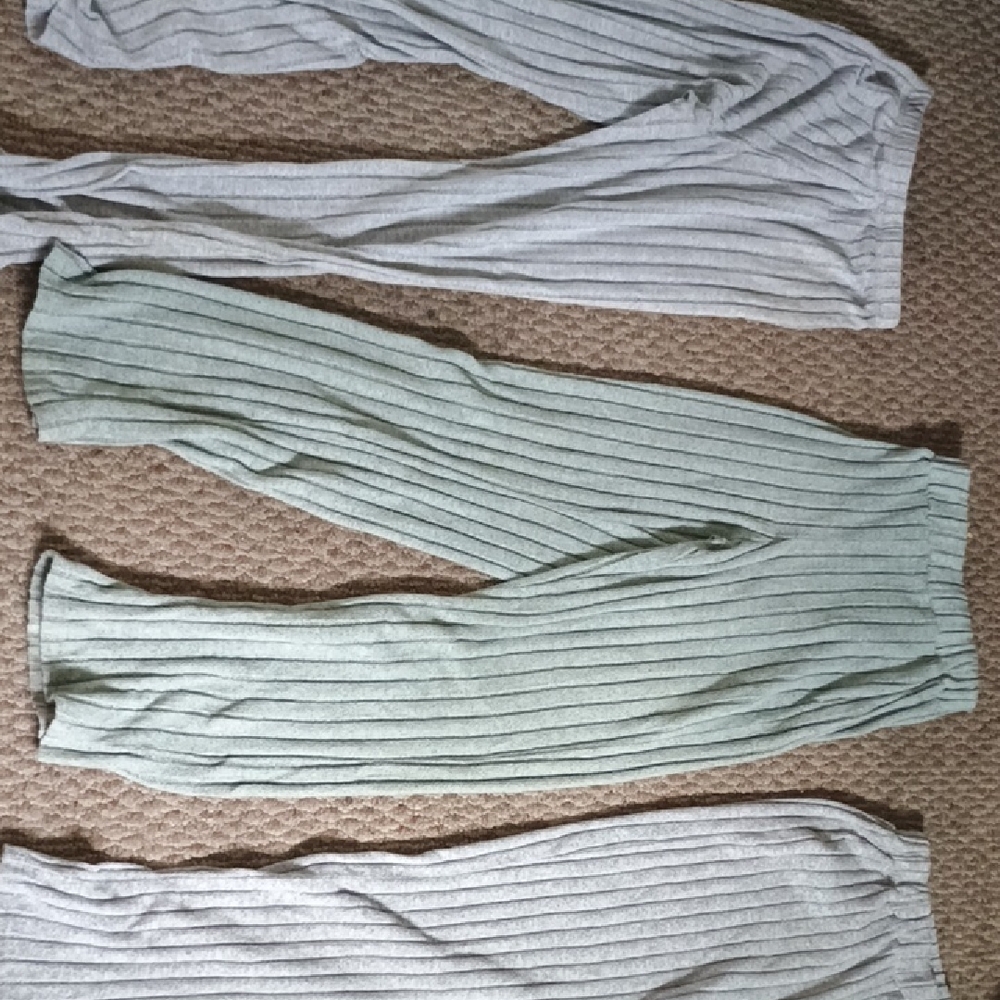 Ribbed Lounge Pants in Gray and Green